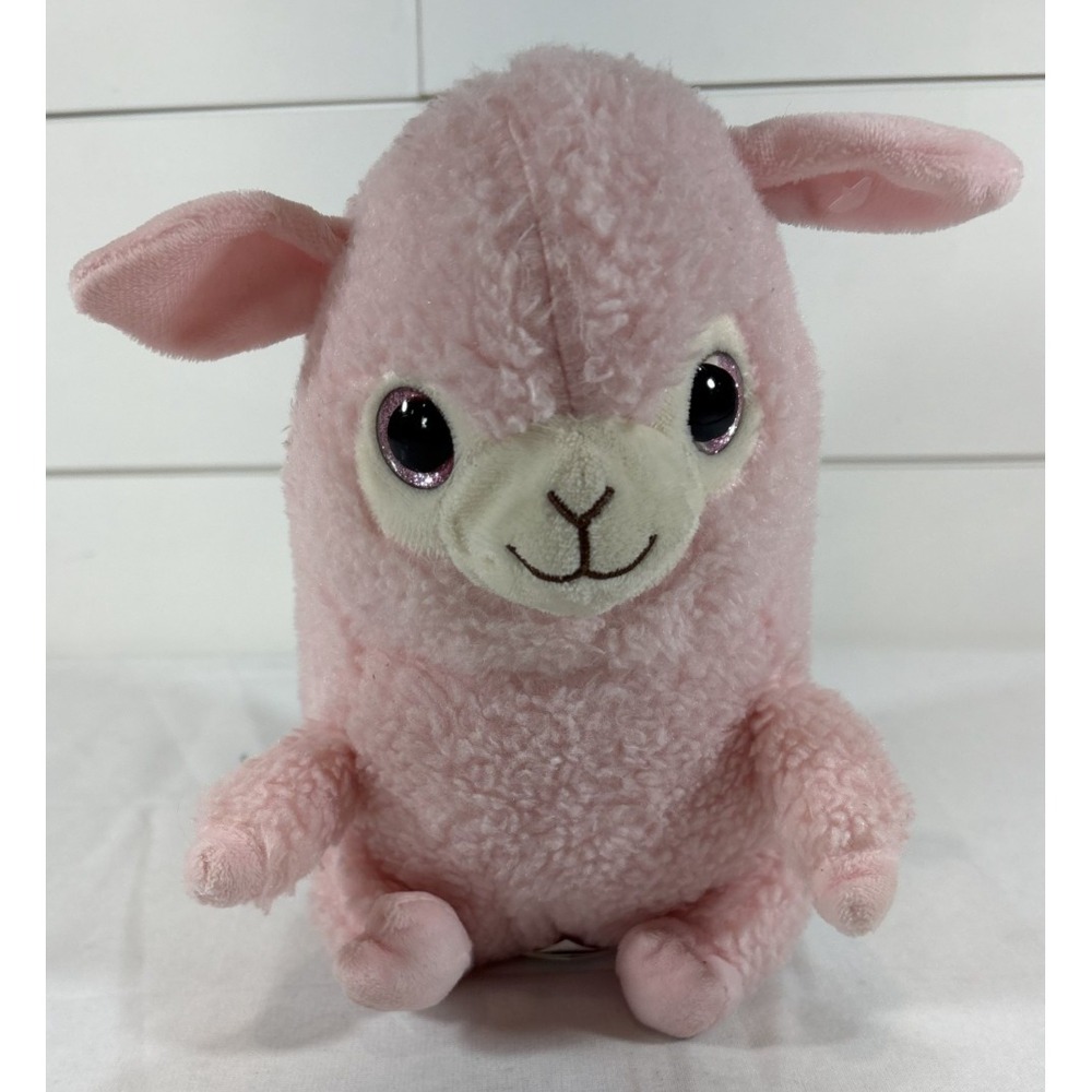 Nanco Belly Buddies Pink Sheep Lamb Plush Glitter Eyes Stuffed Animal Toy 9"